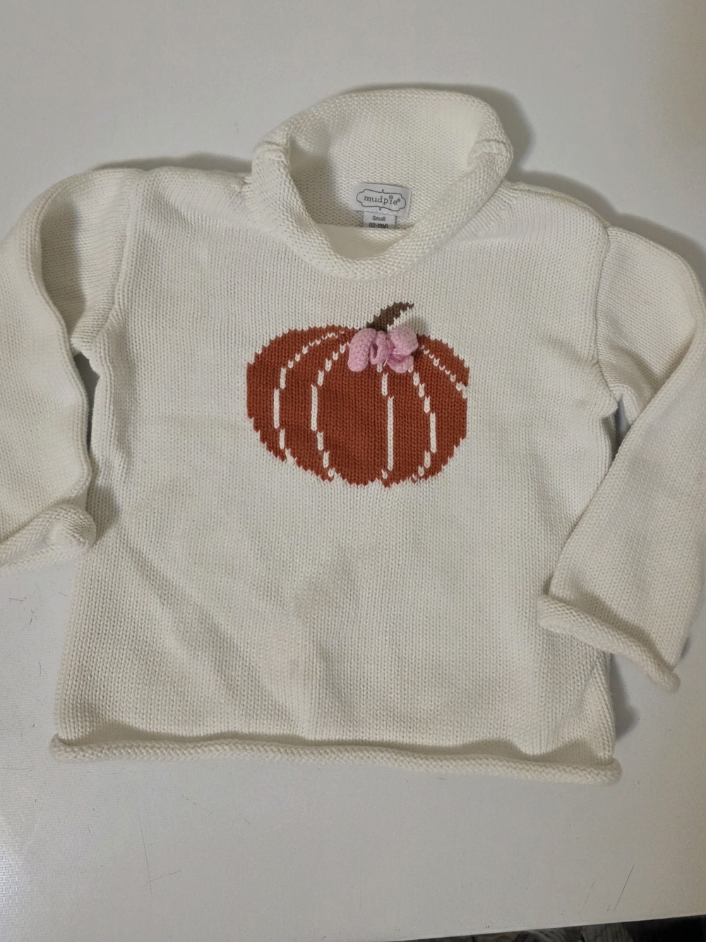 Mud Pie Cream Knit Pumpkin Sweater - Girls